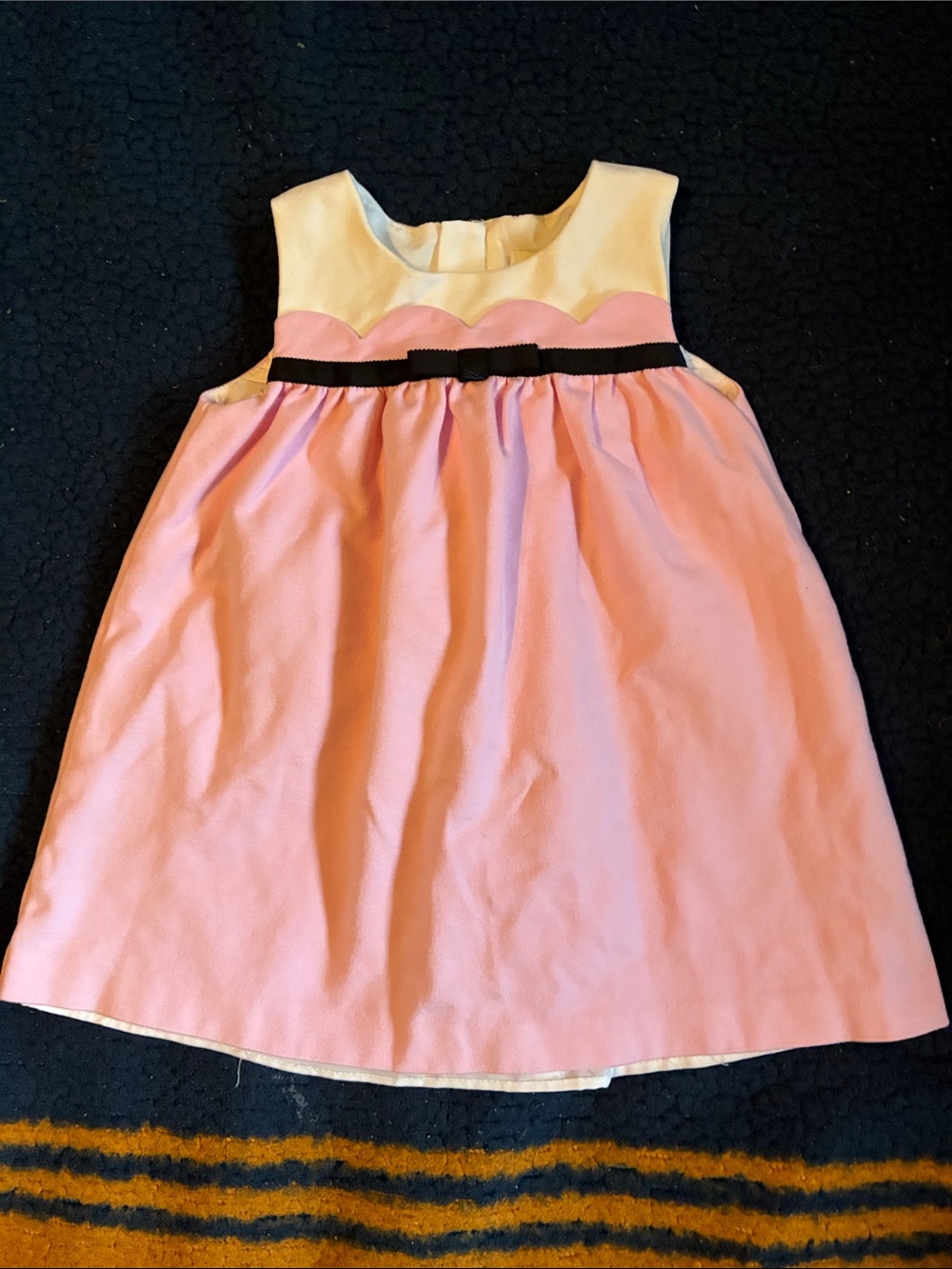 kate spade Pink and Cream Sleeveless Dress with Black Bow Trim
